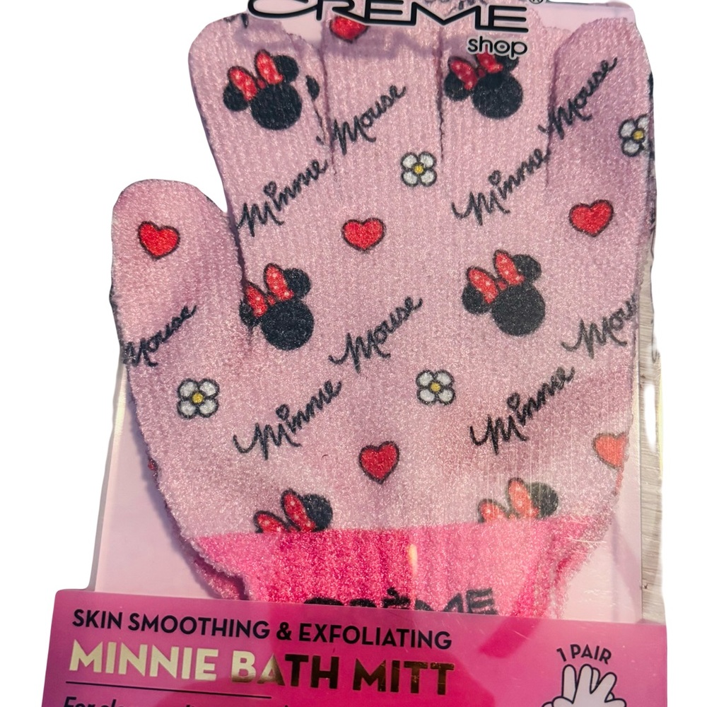 The Crème Shop Minnie Mouse Pink Bath Mitt Skin Smoothing & Exfoliating